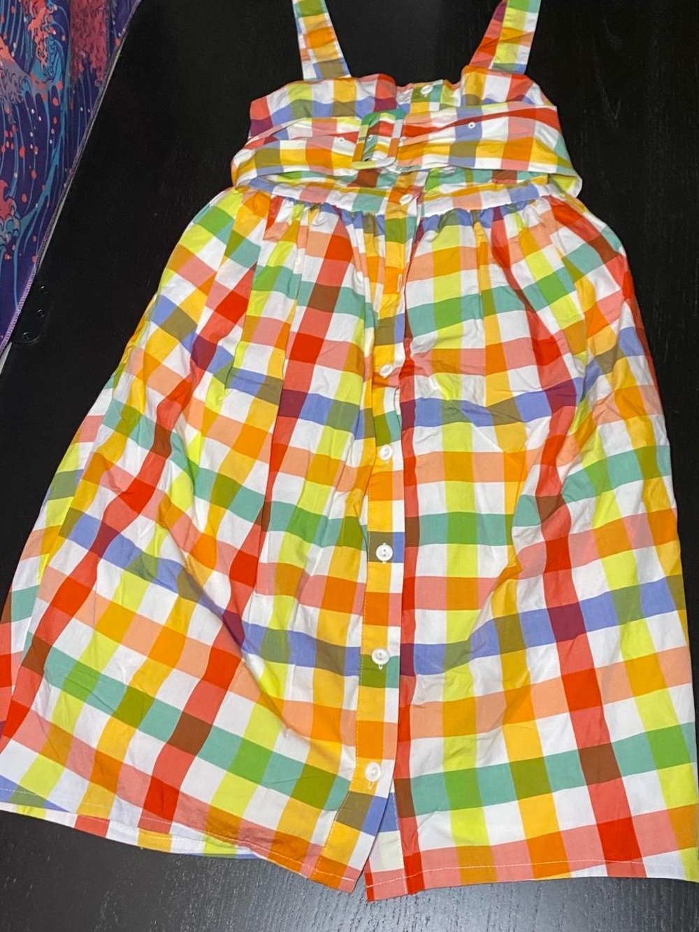 Colorful Gingham Button-Front Sundress